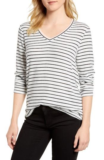 Women's Gibson X Living In Yellow Steph Cozy Fleece Stripe Top - Black