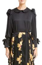 Women's Simone Rocha Bow Sleeve Silk Blouse Us / 6 Uk - Black