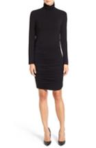 Women's Halogen Side Ruched Turtleneck Dress - Black