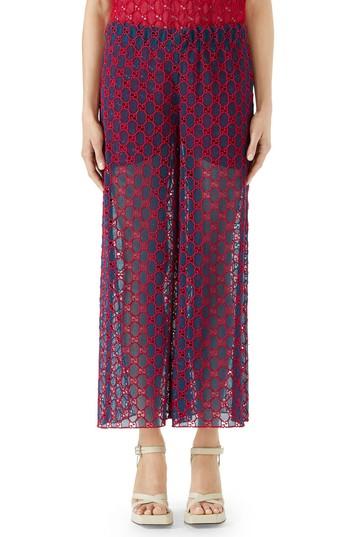 Women's Gucci Gg Macrame Wide Leg Pants Us / 40 It - Blue