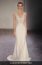 Women's Lazaro V-neck Lace Trumpet Dress, Size In Store Only - Ivory