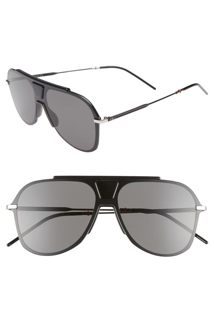 Men's Dior 56mm Aviator Sunglasses - Black Ruthenium