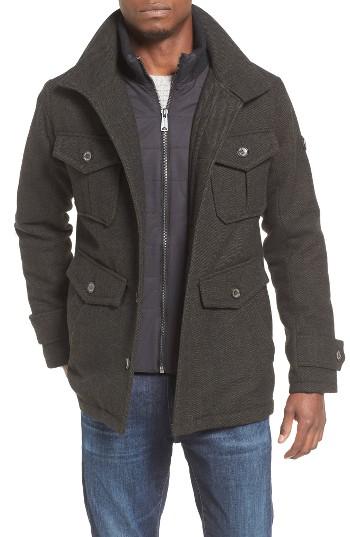 Men's Ben Sherman Wool Blend Field Jacket With Bib Inset