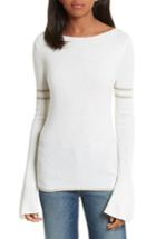 Women's Frame Metallic Knit Merino Wool Blend Sweater