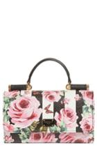 Women's Dolce & Gabbana Mini Stripe Floral Calfskin Leather Bag - Pink