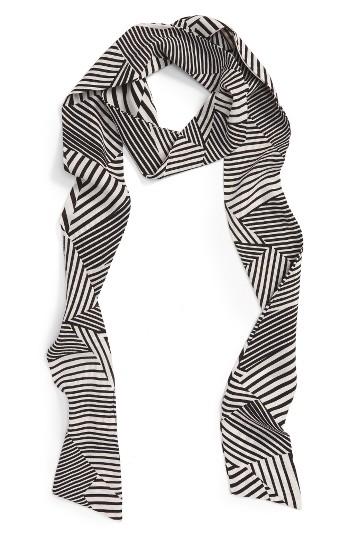Women's Sole Society Stripe Skinny Scarf, Size - Black
