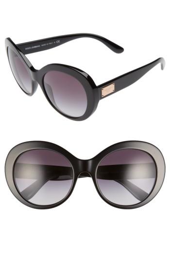 Women's Dolce & Gabbana 57mm Round Sunglasses - Black