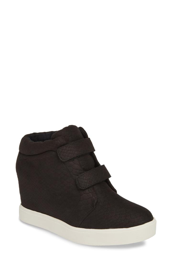 Women's Coconuts By Matisse Timberwolf Snake-embossed Wedge Sneaker .5 M - Black