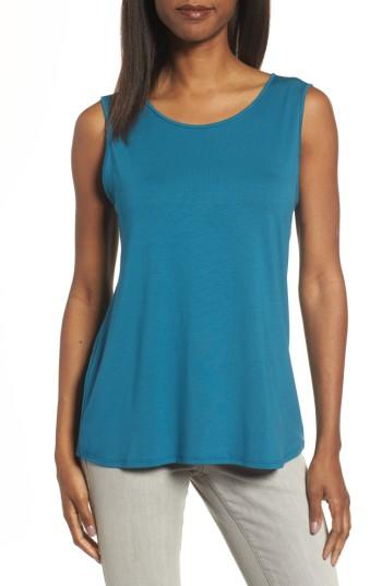 Women's Eileen Fisher Lightweight Jersey Round Neck Tank - Blue/green