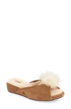 Women's Ugg Yvett Open Toe Slipper With Genuine Shearling Pom M - Brown