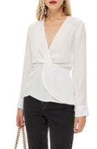 Women's Topshop Plain Twist Shirt Us (fits Like 0) - Ivory