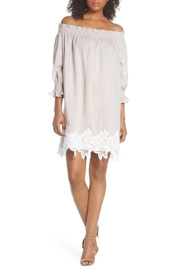 Women's Caara Hudson Off The Shoulder Lace Hem Linen Dress - Pink