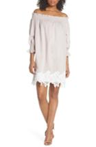 Women's Caara Hudson Off The Shoulder Lace Hem Linen Dress - Pink