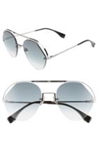 Women's Fendi 57mm Rimless Aviator Sunglasses - Grey