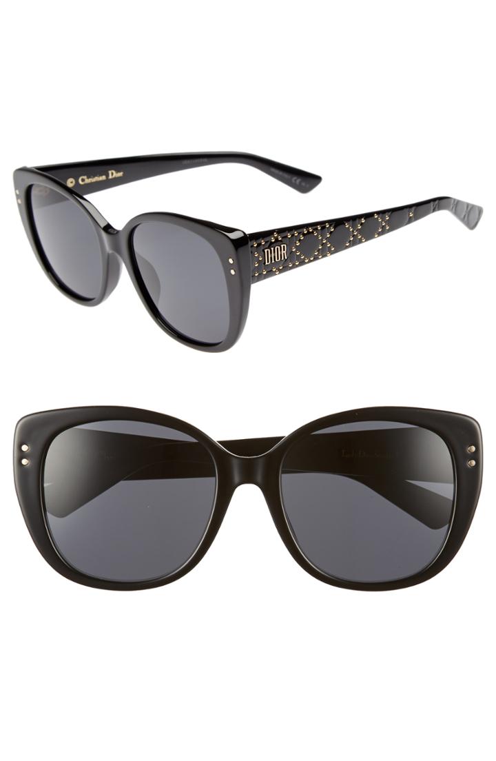 Women's Dior Lady Stud 58mm Polarized Rounded Special Fit Sunglasses - Black