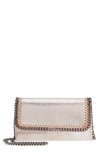 Stella Mccartney Falabella Metallic Faux Chamois Crossbody Bag -