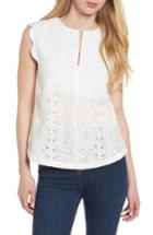 Women's Bishop + Young Eyelet Scallop Edge Top - White