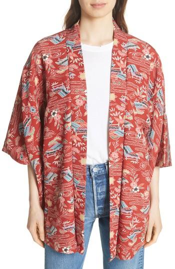 Women's Elizabeth And James Drew Crop Sleeve Kimono /small - Orange