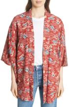 Women's Elizabeth And James Drew Crop Sleeve Kimono /small - Orange