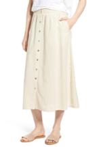 Women's Eileen Fisher Stripe Hemp & Organic Cotton Midi Skirt, Size - Beige
