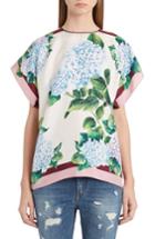 Women's Dolce & Gabbana Hydrangea Print Silk Top Us / 44 It - Green