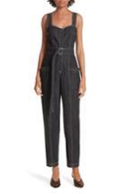 Women's La Vie Rebecca Taylor Topstitch Cotton Denim Jumpsuit - Black