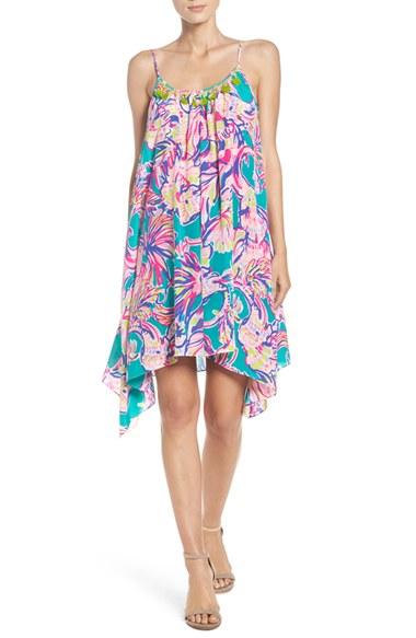 Women's Lilly Pulitzer Embellished Silk Trapeze Dress