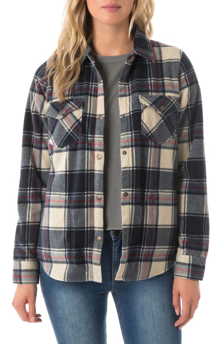 Women's O'neill Zuma Plaid Fleece Flannel Shirt - Burgundy