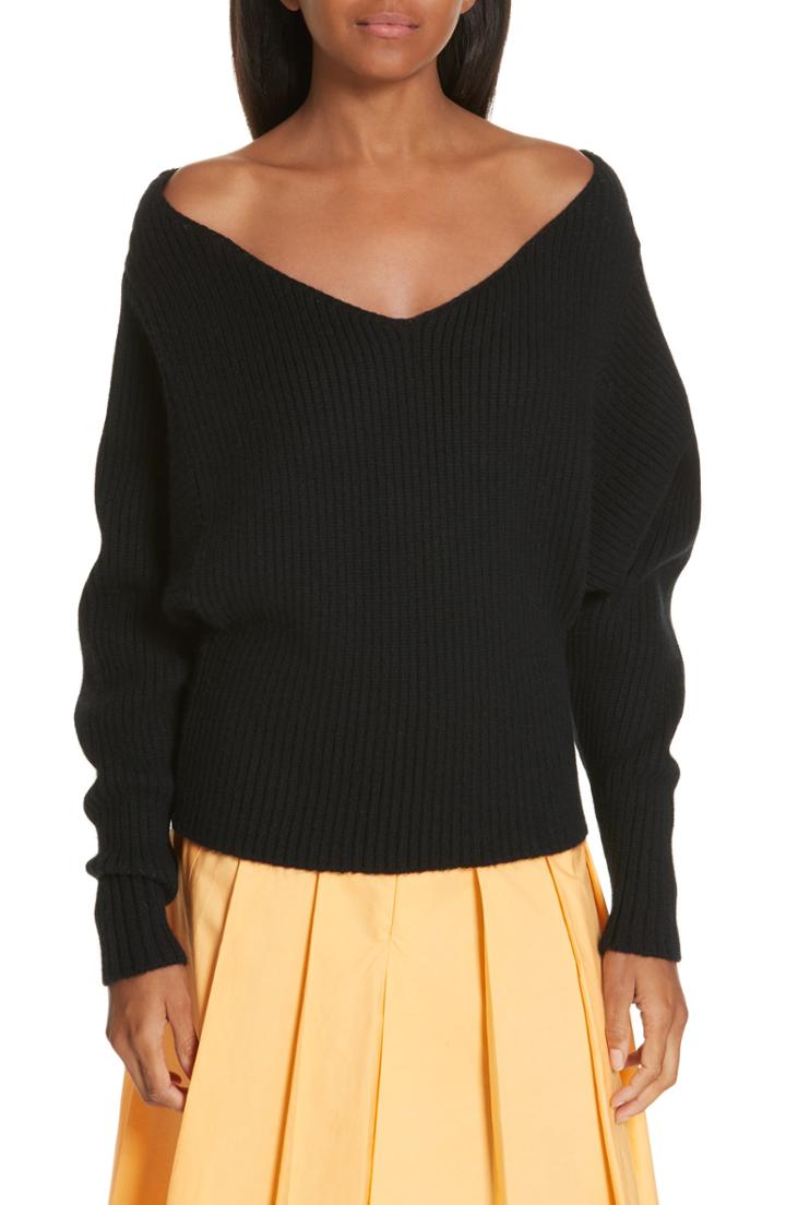 Women's Ji Oh Off The Shoulder Wool & Cashmere Sweater - Black