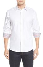 Men's Bugatchi Shaped Fit Textured Sport Shirt - White