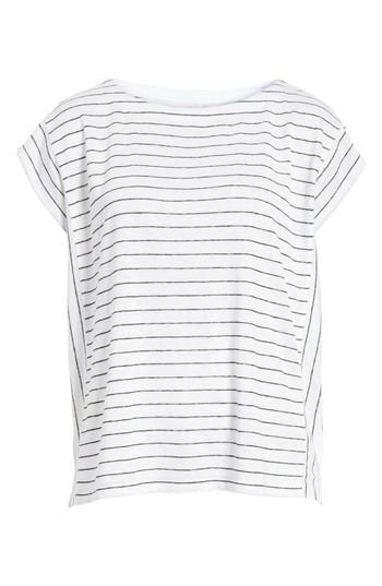 Petite Women's Eileen Fisher Stripe Organic Linen Top P - White