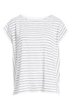Petite Women's Eileen Fisher Stripe Organic Linen Top P - White