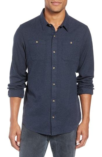 Men's Travis Mathew Hefe Regular Fit Flannel Sport Shirt - Blue