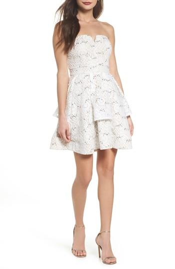 Women's Sequin Hearts Strapless Sequin Lace Dress - Ivory