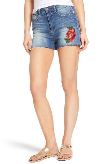 Women's Sp Black Flower Embroidered Cutoff Shorts - Blue