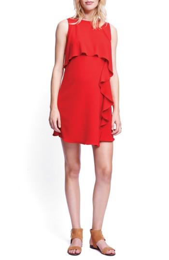 Women's Maternal America Cascade Ruffle Maternity/nursing Dress - Red
