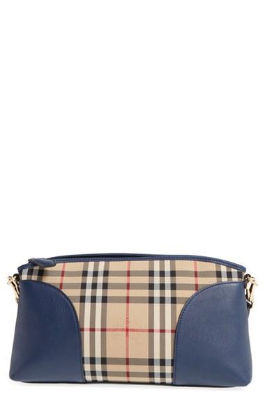 Burberry 'horseferry Chichester' Leather & Nylon Crossbody Bag - Blue