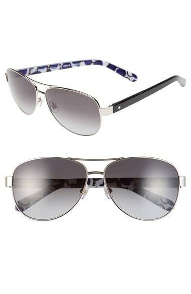 Women's Kate Spade New York 'dalia2' 58mm Aviator Sunglasses - Silver/ Dots