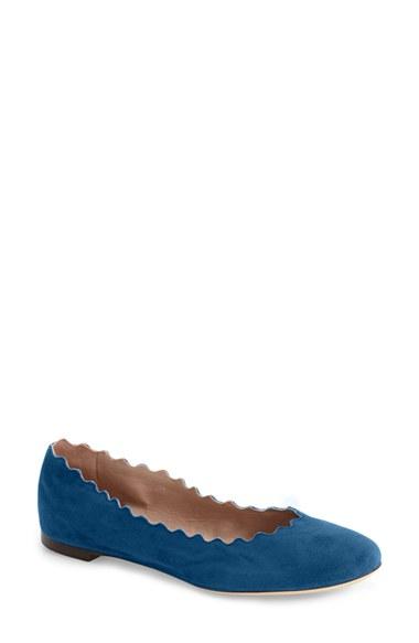Women's Chloe 'lauren' Scalloped Ballet Flat Us / 36eu - Blue