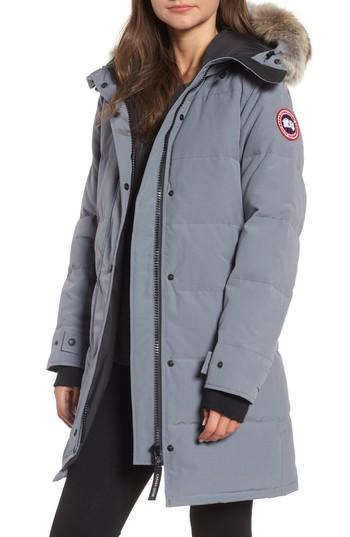 Women's Canada Goose Shelburne Genuine Coyote Fur Trim Down Parka, Size (000-00) - Grey