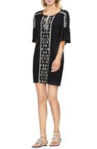 Women's Vince Camuto Embroidered Shift Dress, Size - Black