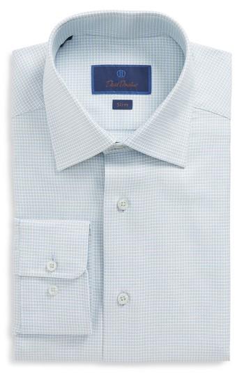 Men's David Donahue Trim Fit Solid Dress Shirt .5 - 32/33 - Green