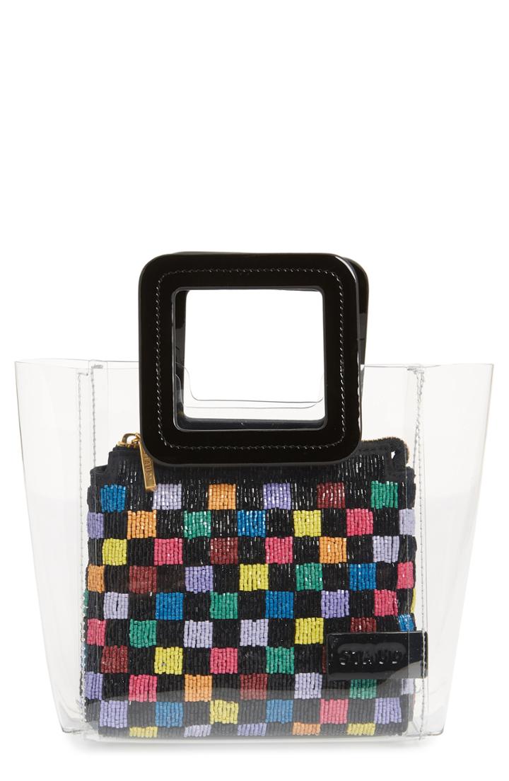 Staud Mini Shirley Beaded Transparent Handbag - Black