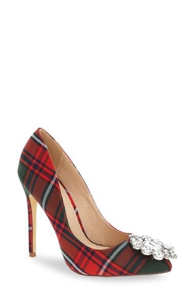 Women's Lauren Lorraine Crystal Pointy Toe Pump M - Red