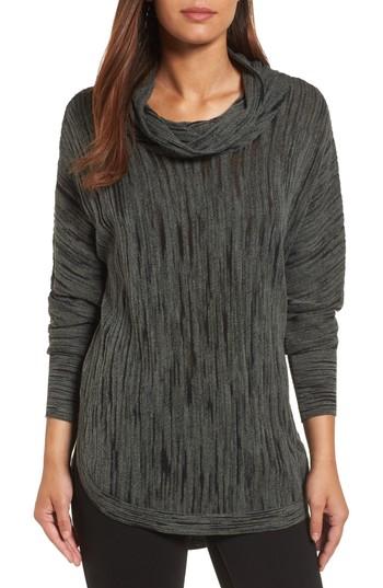 Petite Women's Nic + Zoe Cowl Neck Open Stitch Sweater, Size P - Green