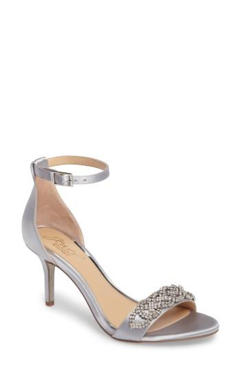 Women's Jewel Badgley Mischka Alana Ankle Strap Sandal M - Metallic