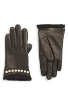 Women's Echo Imitation Pearl Trim Leather Touchscreen Gloves