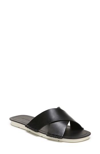 Women's Vince Nico Cross Strap Flat Sandal M - Black