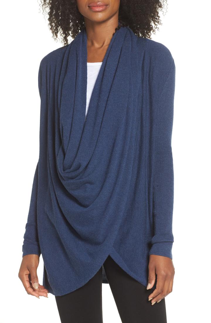 Women's Nordstrom Lingerie Long Wrap Cardigan - Blue