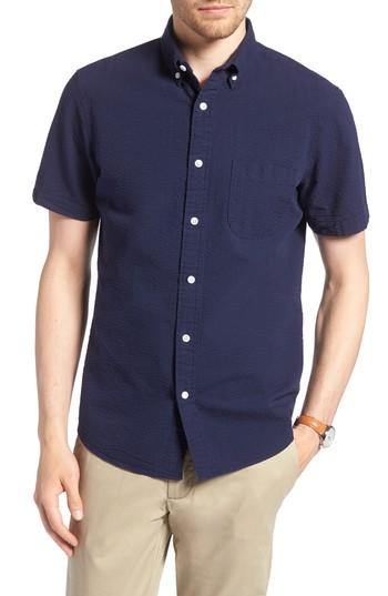 Men's 1901 Trim Fit Seersucker Sport Shirt - Blue